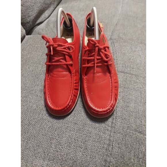 SAS Bounce Red Leather Lace Up Moccasins Genuine Shoes Womens Size 9.5 Comfort - Picture 2 of 10